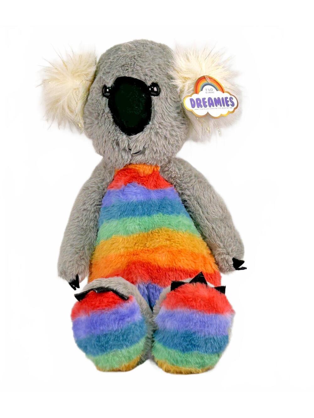 FAO Schwarz Dreamies Rainbow Koala Plush Stuffed Animal Gray Rainbow Soft Toy